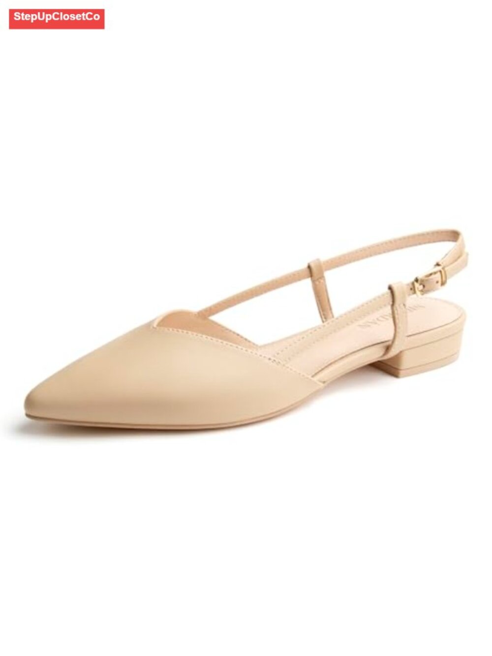 Slingback Flats Women Closed Pointed Toe Buckle Strap Dress Shoes PU Ballet Flat
